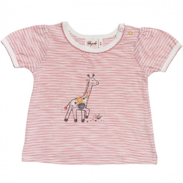 Slub T-Shirt Giraffe Ringel in rosa