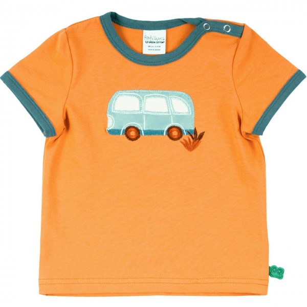Shirt kurzarm Bus Stickerei in hellem orange