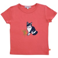 Shirt kurzarm Katzen-Aufnäher rot