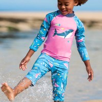 Badeanzug Shirt mit Bermuda Wal pink