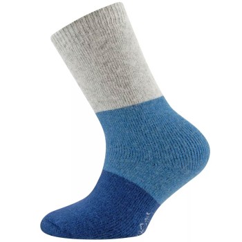 Warme Gummistiefel Socken Schurwolle blau-grau