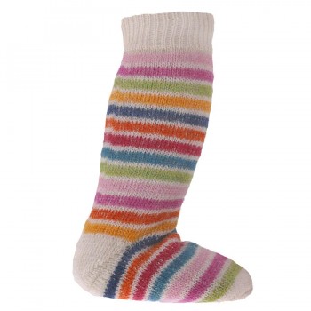 Lange Vollplüsch Socken Wolle warm dick natur