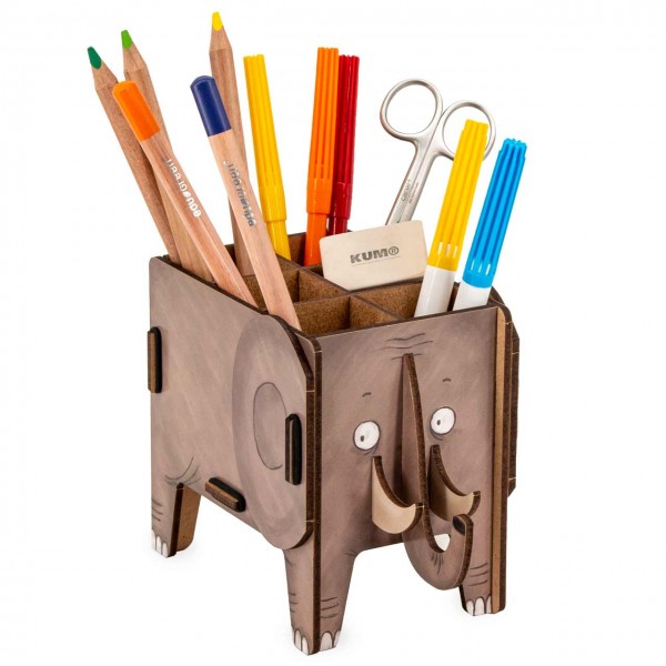 Stiftehalter Elefant – Holz Stiftebox mit Stecksystem