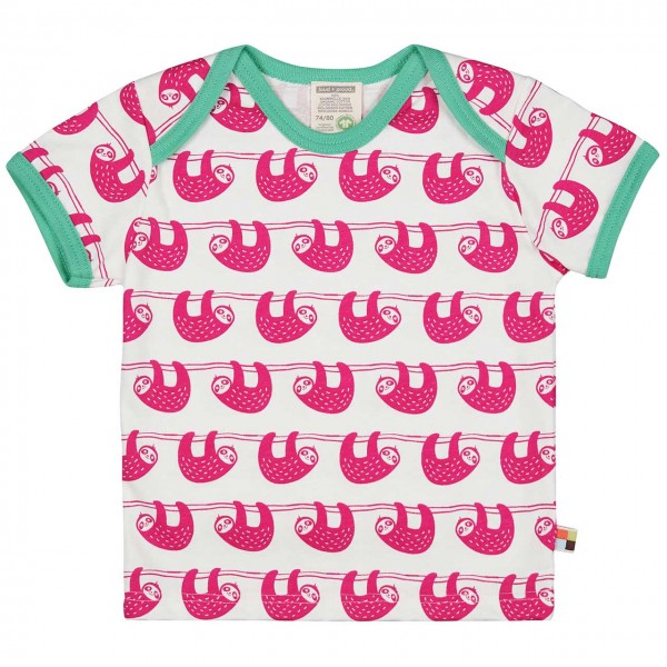 Kurzarm Shirt Faultiere pink/hell