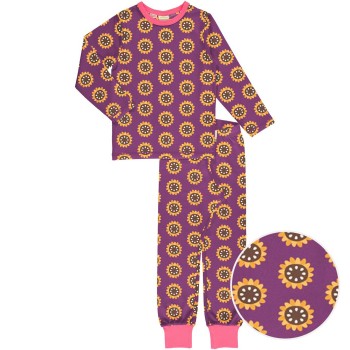 Schlafanzug Sonnenblumen langarm violett