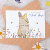 Nachhaltige Geburtstagskarte niedlicher Hase