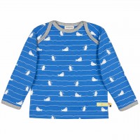dickes Langarmshirt blau Pinguine + Robben