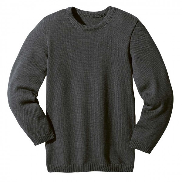 Wolle Basic Pullover in anthrazit