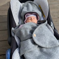 Decke für die Babyschale und Kinderwagen, Wollwalk grau