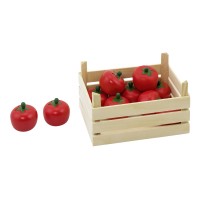 Goki 51665 Äpfel in Obstkiste Apfel für Kaufmannsladen Holz 