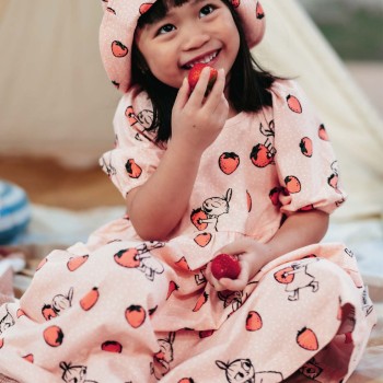 Sommer Kleid Erdbeeren rosa