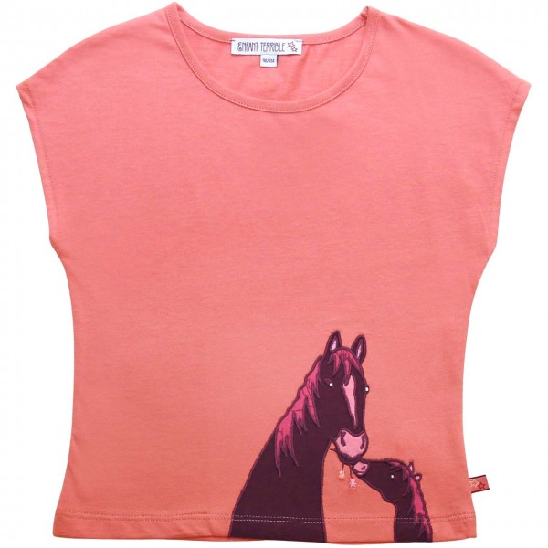 Sommer Shirt Pferde-Druck in rosa