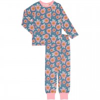 Schlafanzug langarm Sonnenblumen blau