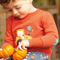 Sweat Pullover V-Ausschnitt Traktor orange