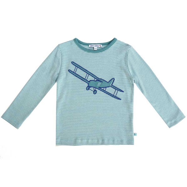 Flugzeug Shirt Aufnäher super edel blau