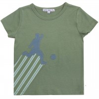Edles T-Shirt Fußball Aufnäher in oliv-grün