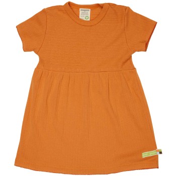 Dehnbares Kleid kurzarm Rippe orange