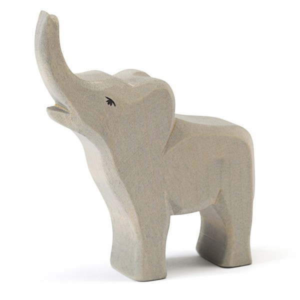 Kleiner Elefant trompetend Holzfigur 13cm hoch