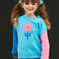 Dünnes Sweatshirt Blume Blautöne