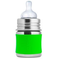Pura kiki Babyflasche Edelstahl mit langsamen Sauger - grün