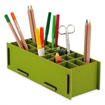 Stiftebox XL grün – Holz Stiftehalter zum Zusammenstecken