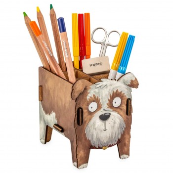 Stiftehalter Hund – Holz Stiftebox  mit Stecksystem