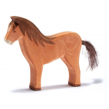 Pferd braun Holzfigur stehend 13,5 cm hoch OHNE Zügel