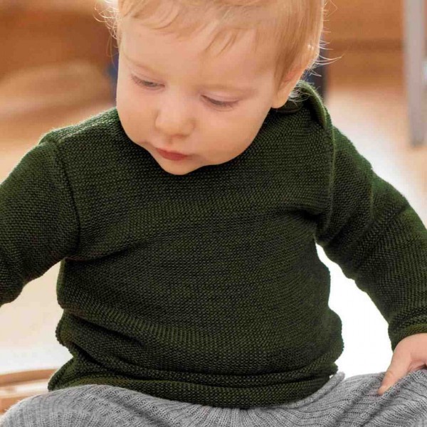 Pullover Baby Schurwolle in oliv-grün