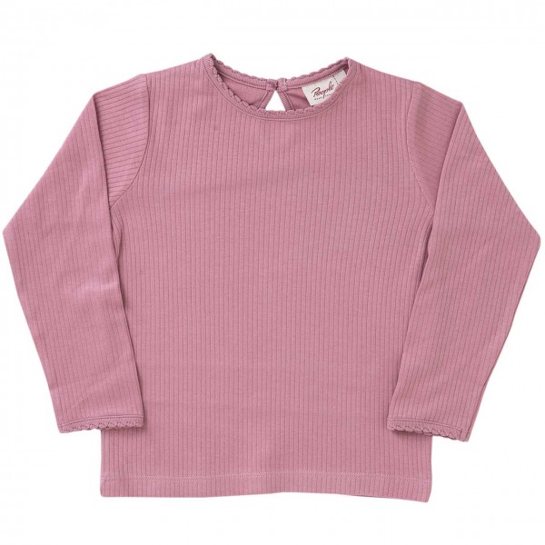Mädchen Shirt langarm Rippoptik in rosa