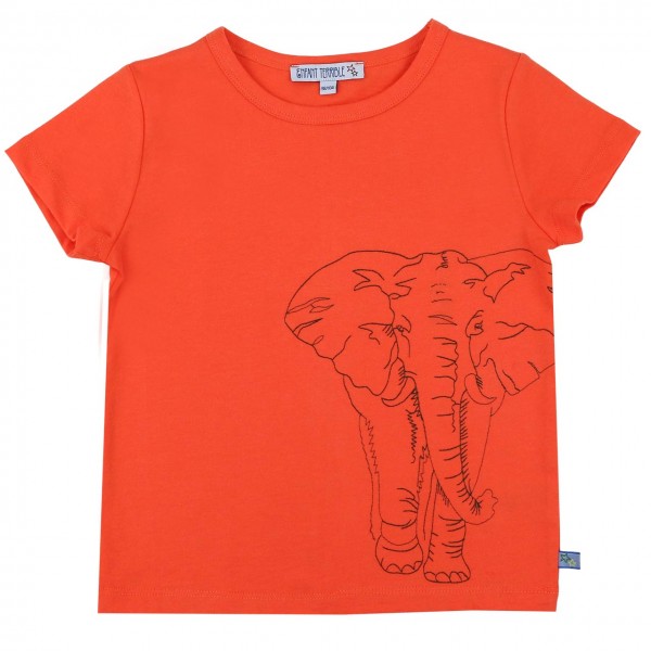 Elefant gestickt Shirt kurzarm orange