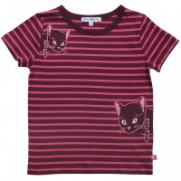 Shirt kurzarm Katzen-Aufnäher beere