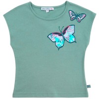 Sommer Shirt Schmetterling-Aufnäher petrol