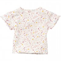 T-Shirt Rüschen Blumenwiese weiß