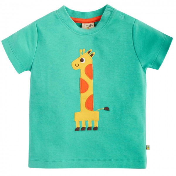 T-Shirt 1 mit Giraffen-Aufnäher türkis