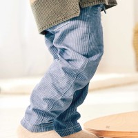 Lockere Baumwoll Hose jeansblau gestreift