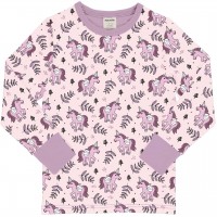 Einhörner Shirt langarm Bündchen in rosa