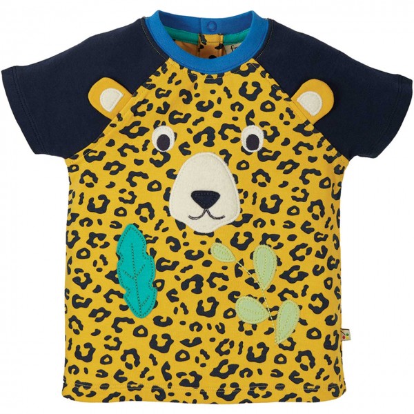 Leoparden T-Shirt mit Öhrchen in navy-gelb