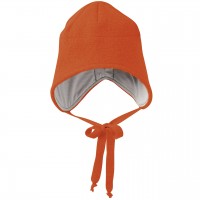 Wintermütze Wolle orange Ohrenschutz