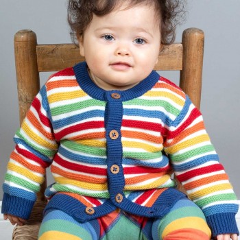 Hochwertige Baby Strickjacke Regenbogen-Design