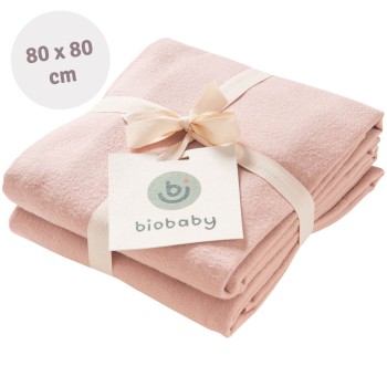 Moltontuch Bio Baumwolle, Doppelpack rosa 80x80 cm