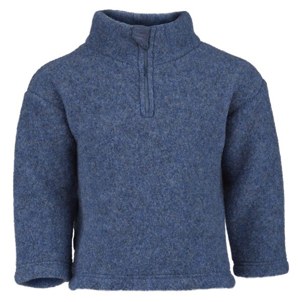 Woll Fleece Pullover mit Reißverschluss blau