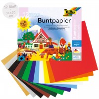 Buntpapier gummiert 12 farbig - 14 x 20cm