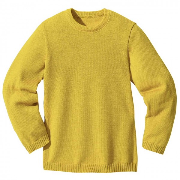 Wolle Basic Pullover in curry-gelb