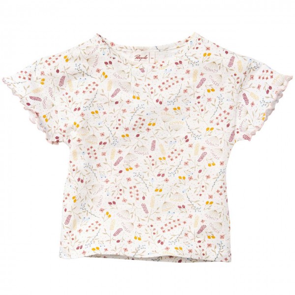 T-Shirt Rüschen Blumenwiese weiß