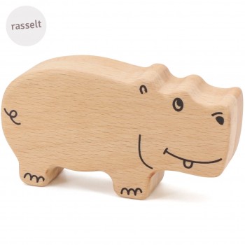 Babyrassel aus Holz ab 6 Monate – Hippo
