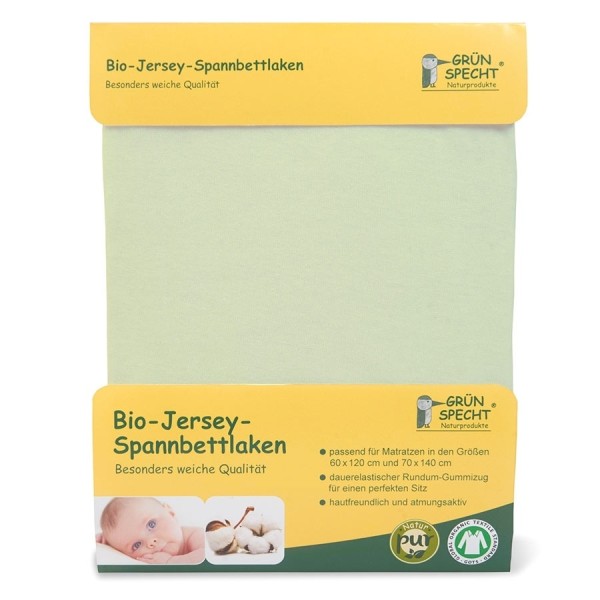 Bio Jersey Spannbettlaken grün 60x120cm und 70x140cm