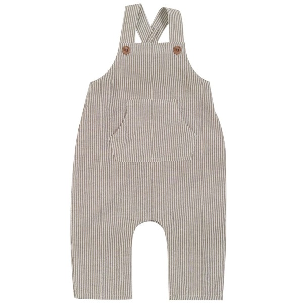 Leichter Baby Strampler Latzhose taupe
