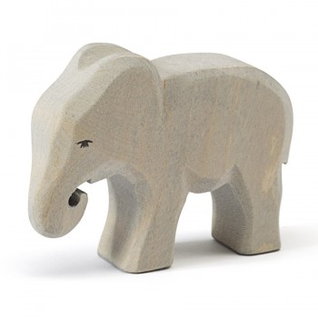 Kleiner Elefant fressend Holzfigur 8,5 cm hoch