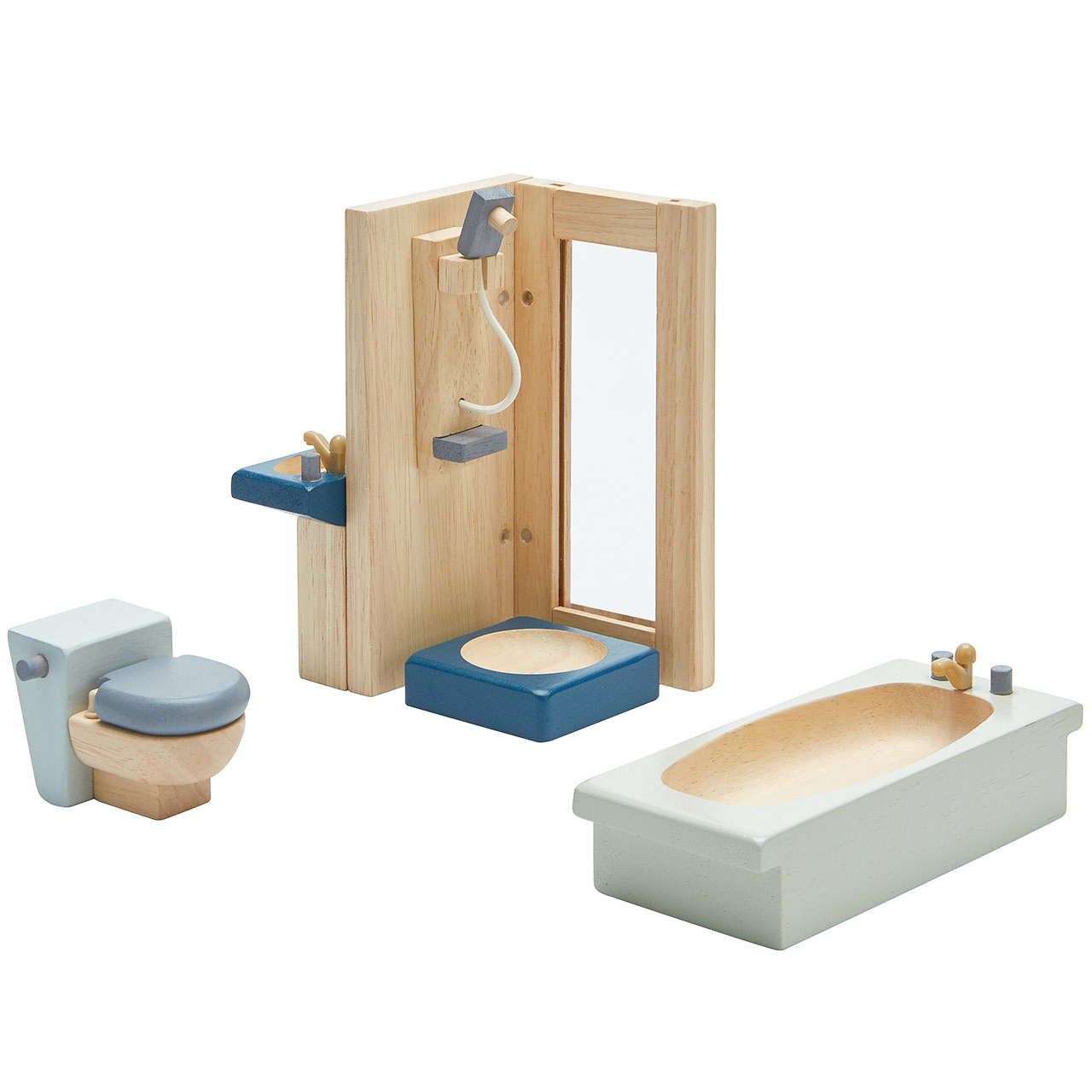 WC Inkl Puppenhausmöbel aus Holz für Badezimmer Dusche mit Badewanne 