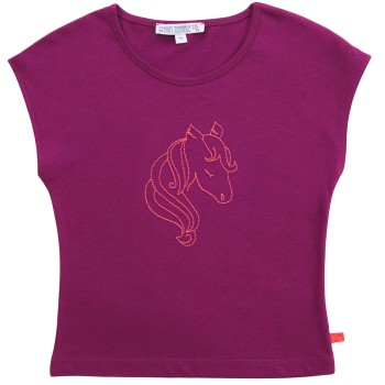 Sommer Shirt Pferde-Stickerei in lila